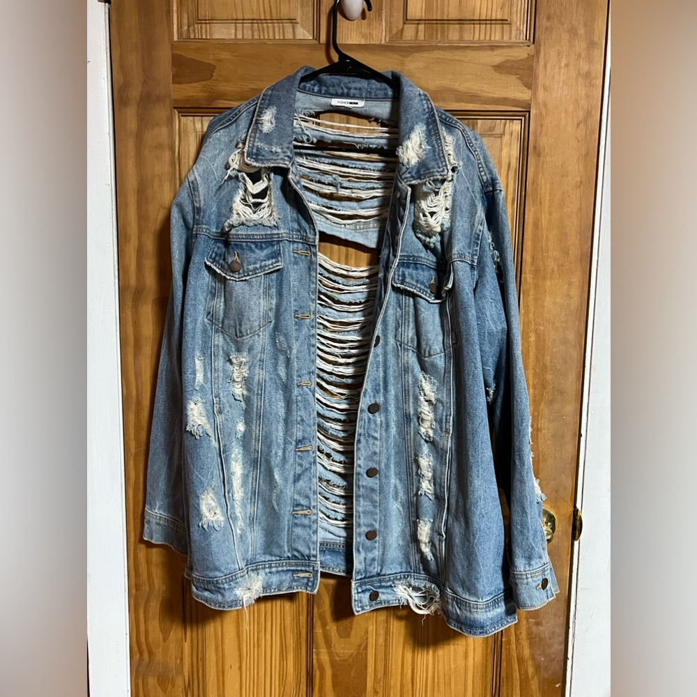 Fashion nova distressed Jean jacket
